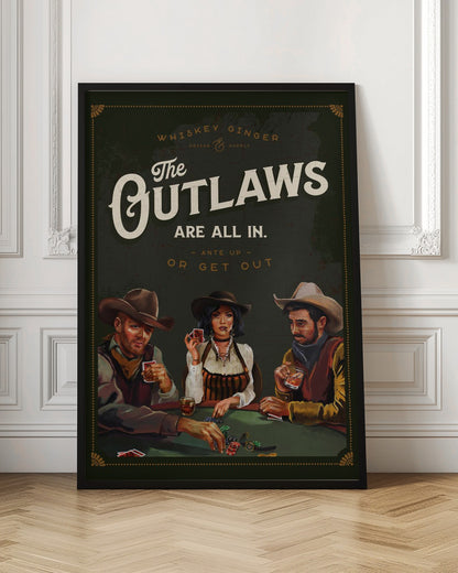 Outlaws Are All In Cool Cowboy Poker Art