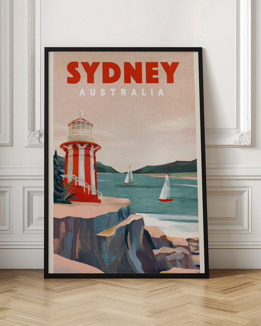 Sydney Australia Lighthouse Nautical Travel Art