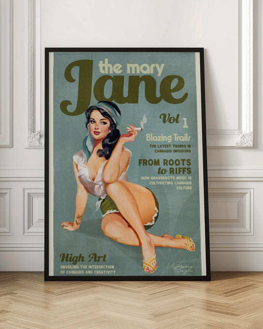 Mary Jane Retro Vintage Pinup Cannabis Art