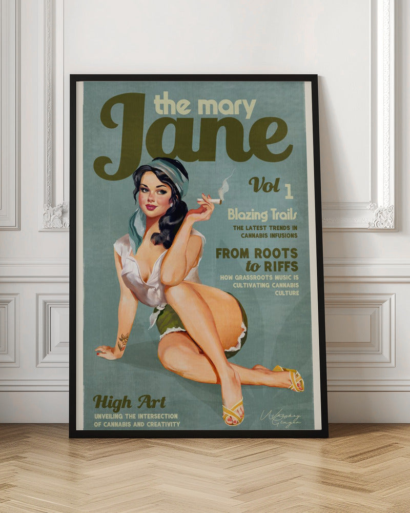 Mary Jane Retro Vintage Pinup Cannabis Art