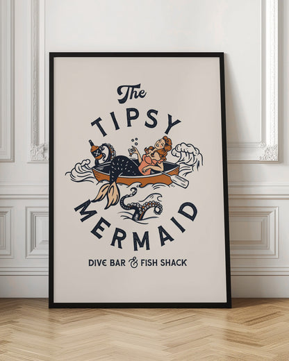 Tipsy mermaid dive bar | Mermaid bar wall art