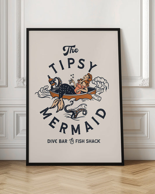 Tipsy mermaid dive bar | Mermaid bar wall art