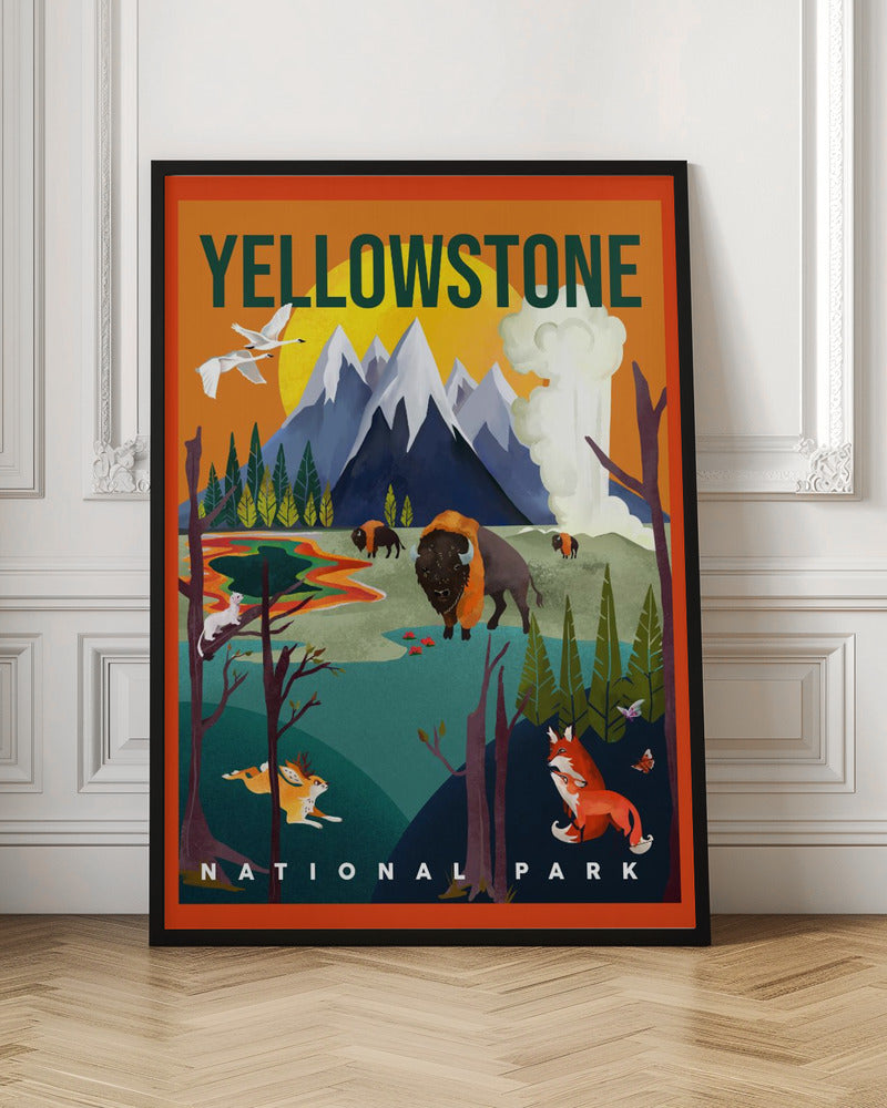 Yellowstone National Park Travel Art | Colourful wall art