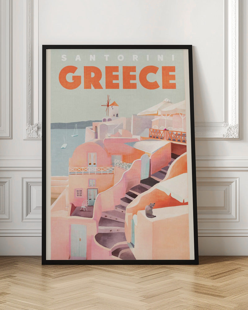 Santorini Greece Vintage Travel Poster