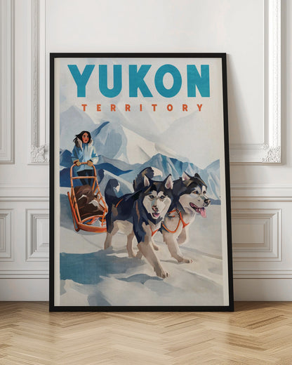 Yukon Territory Dog Sled Travel Poster | Dog print