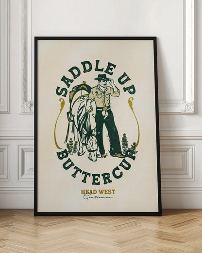 Saddle Up Buttercup Cowboy &amp; Horse Art Print