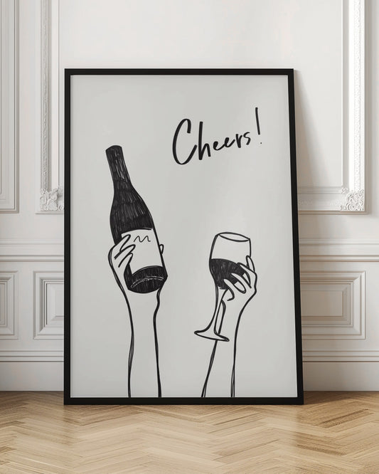 Cheers wine illustration quote print