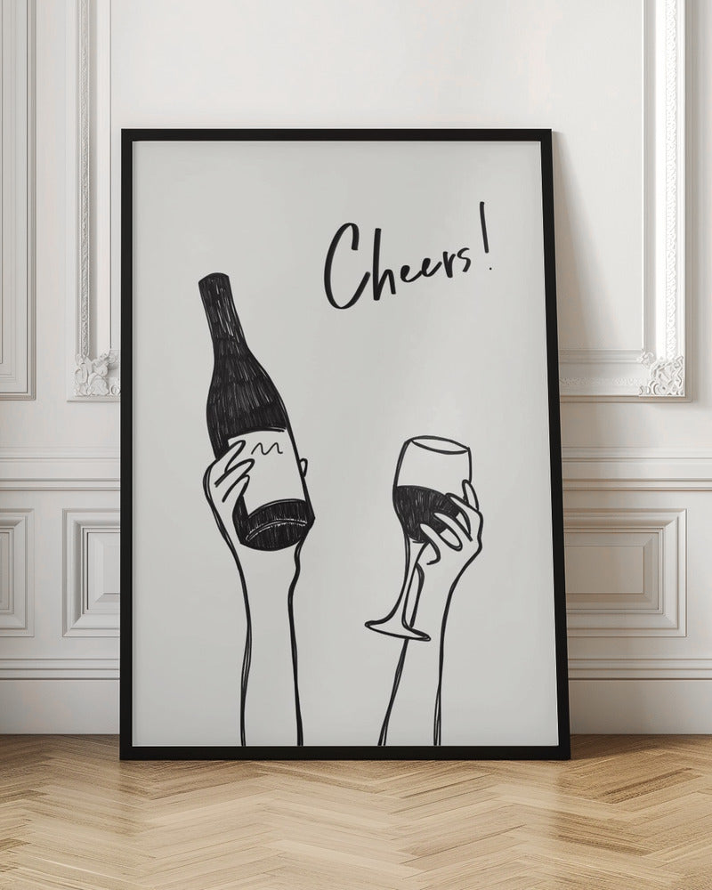 Cheers wine illustration quote print