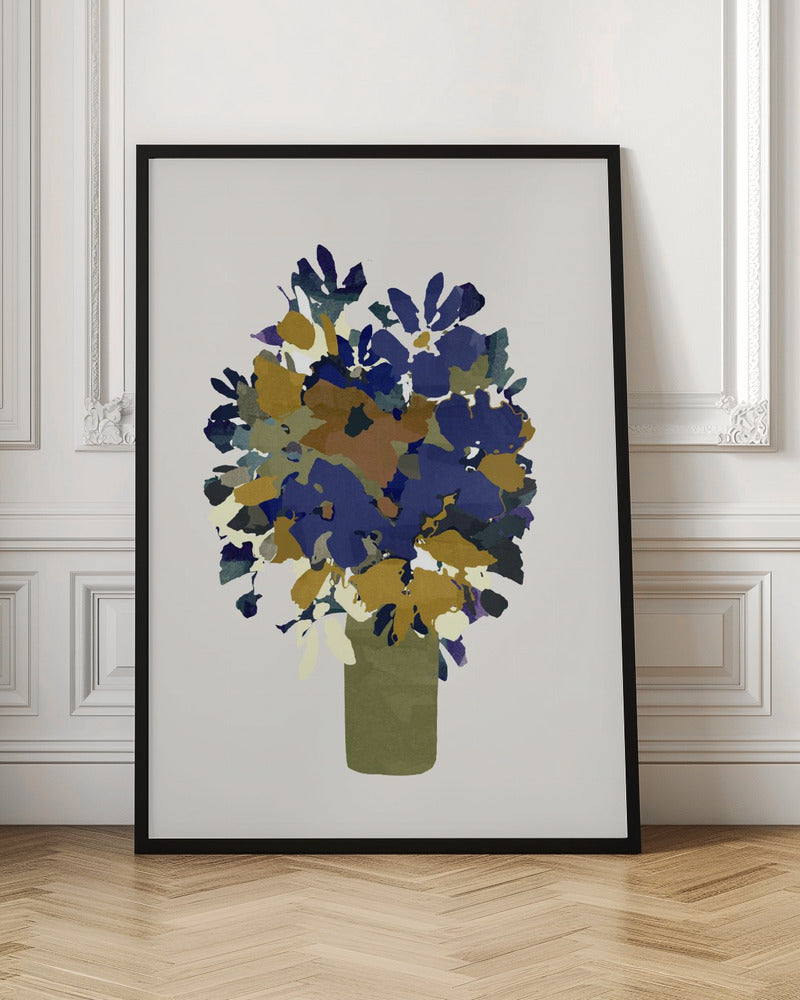 Blue and Brown Flowers In Vase