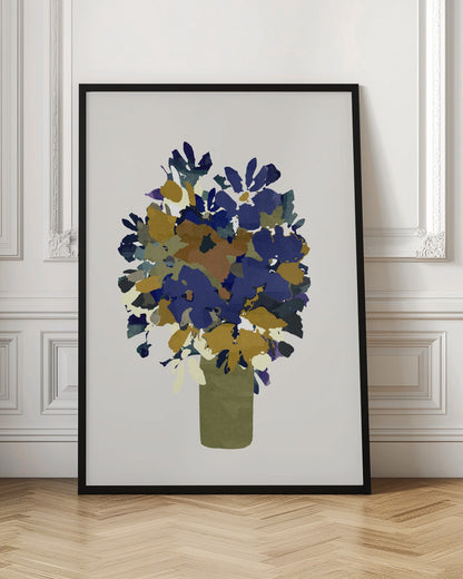 Blue and Brown Flowers In Vase