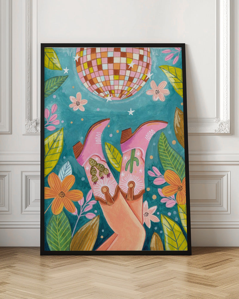 Cowboy boots and disco ball