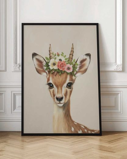 Deer Adorned With A Floral Crown