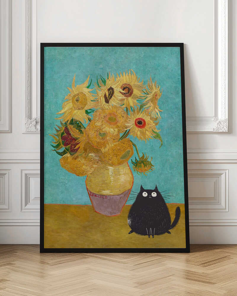 Whimsical Sunflower Cat