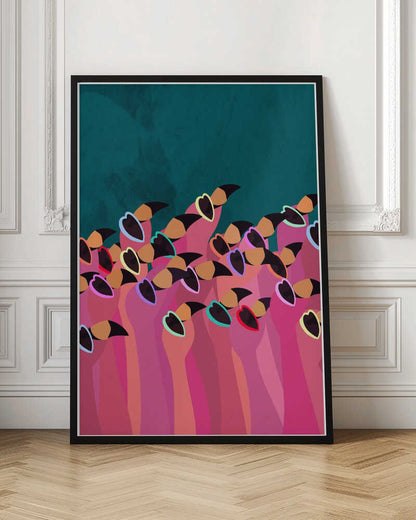 Vibrant Flamingo Hearts