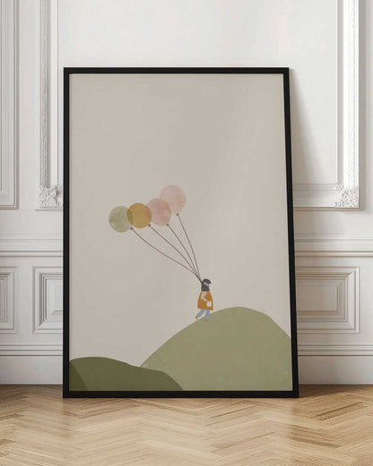 Girl and Her Balloons