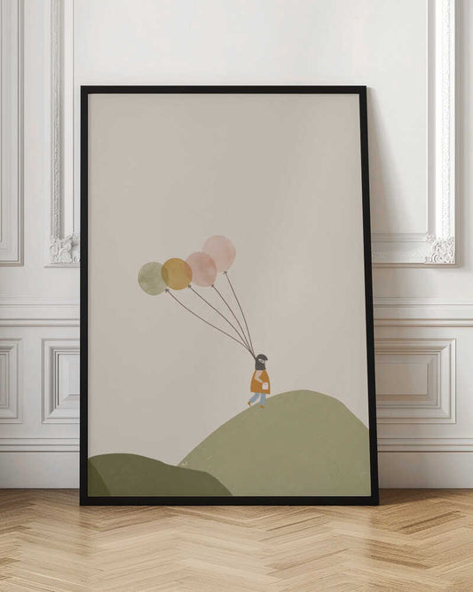 Girl and Her Balloons