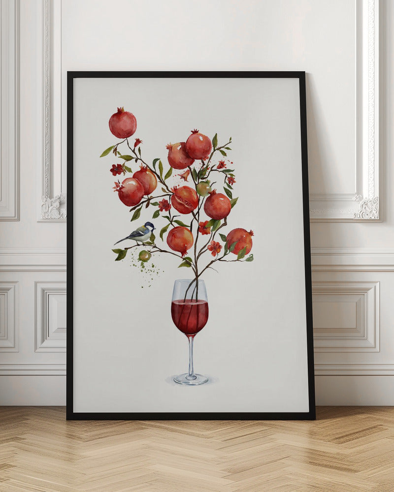 Pomegranate In a Glass of Wine