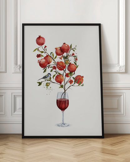 Pomegranate In a Glass of Wine