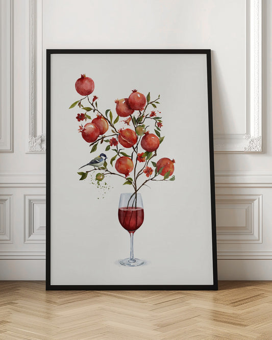 Pomegranate In a Glass of Wine