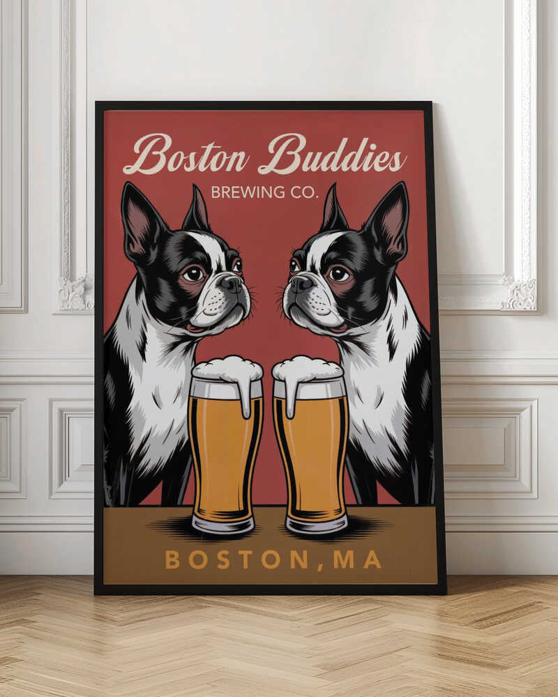 Boston Buddies Vintage Advert Poster Art