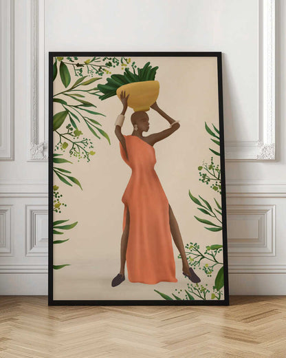 Elegant Woman Carrying Greens