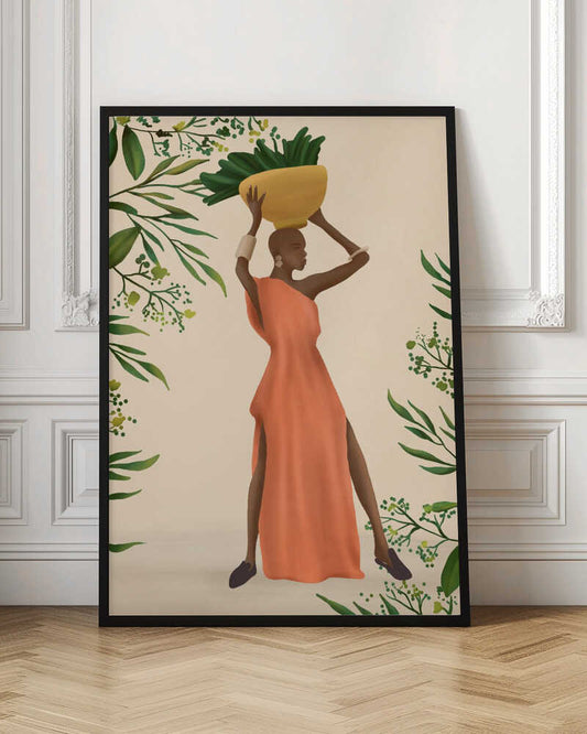 Elegant Woman Carrying Greens