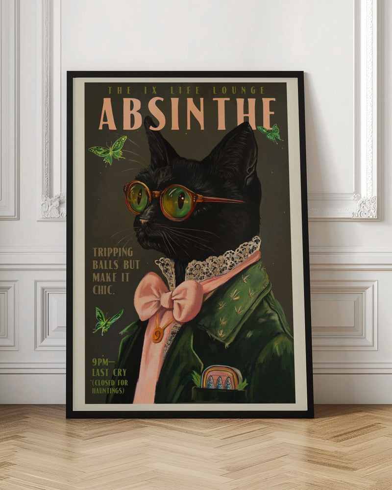 Chic Absinthe Cat Alcohol & Cocktail Bar Art