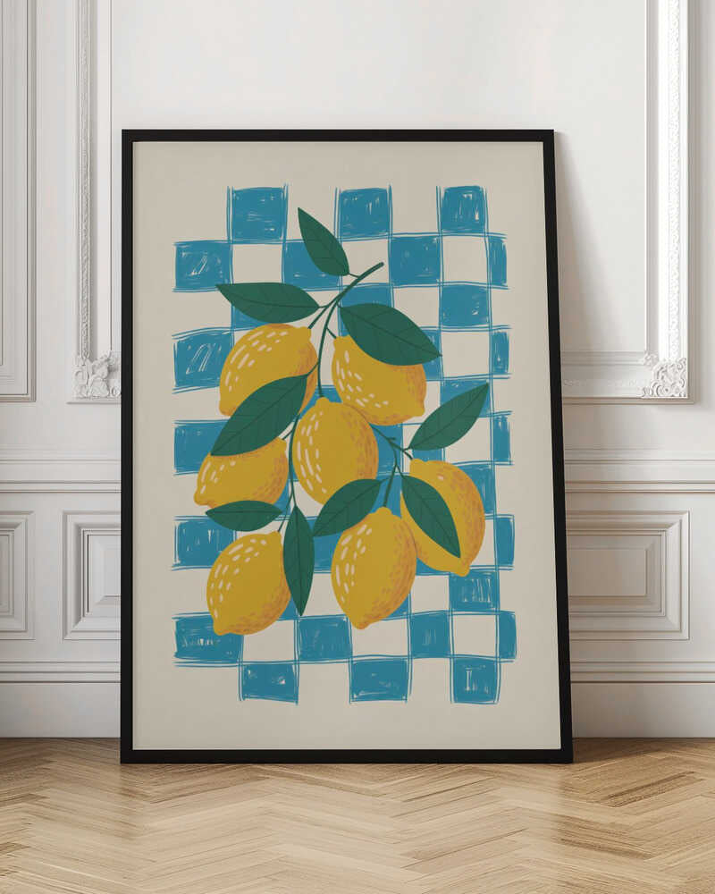 Lemons on Blue Checkered