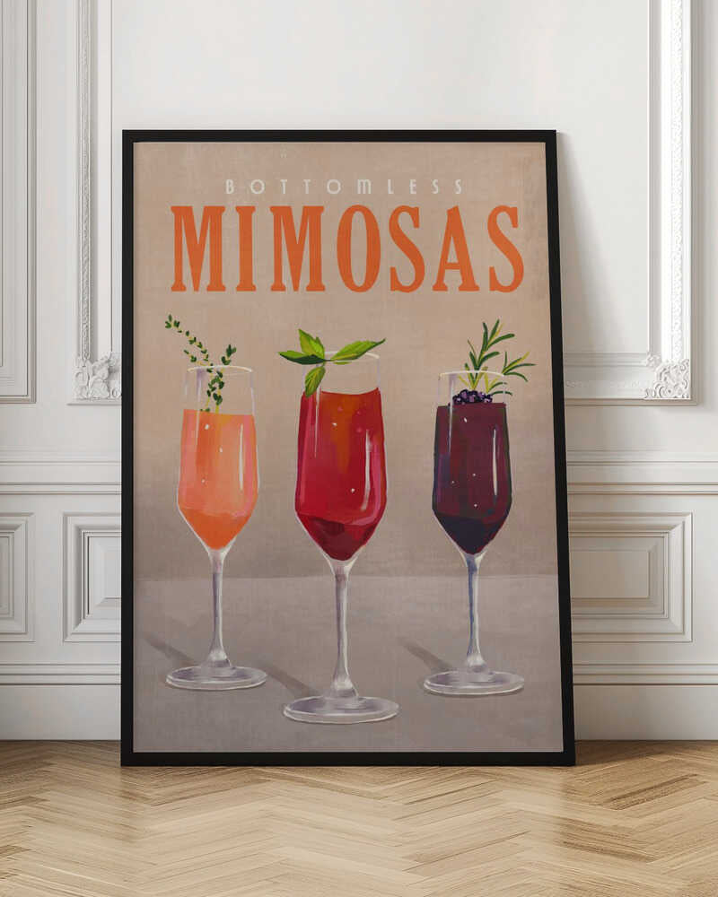 Bottomless Mimosas Pastel Cocktail Bar Art