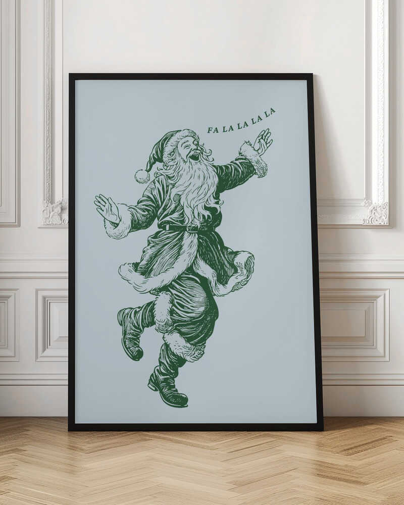 Tanzender, singender Santa Claus, blaugrün