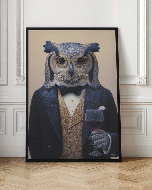 Owl In Midnight Blue Tuxedo