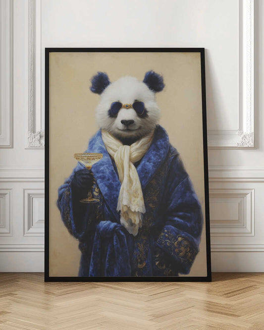 Panda In Blue Velvet Robe