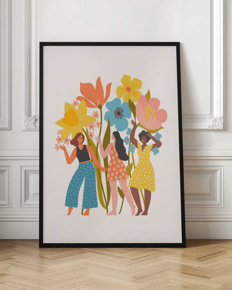 Joyful Women Among Flowers