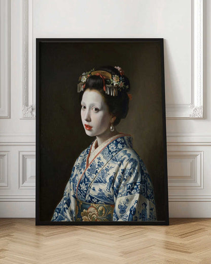 Geisha in Blue Kimono
