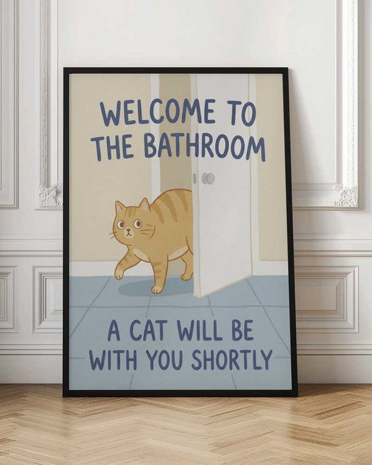 Funny Bathroom Cat Welcome