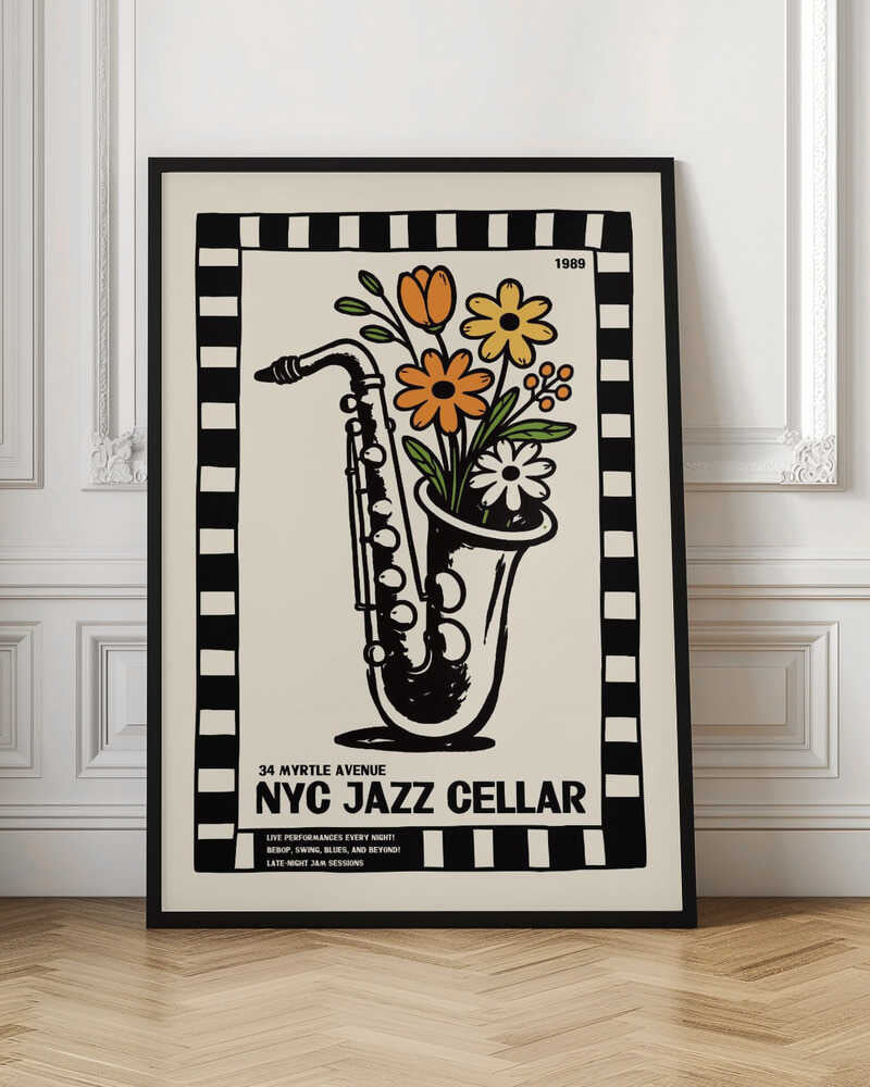 Retro Jazz Saxophone Flowers