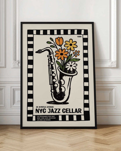 Retro Jazz Saxophone Flowers