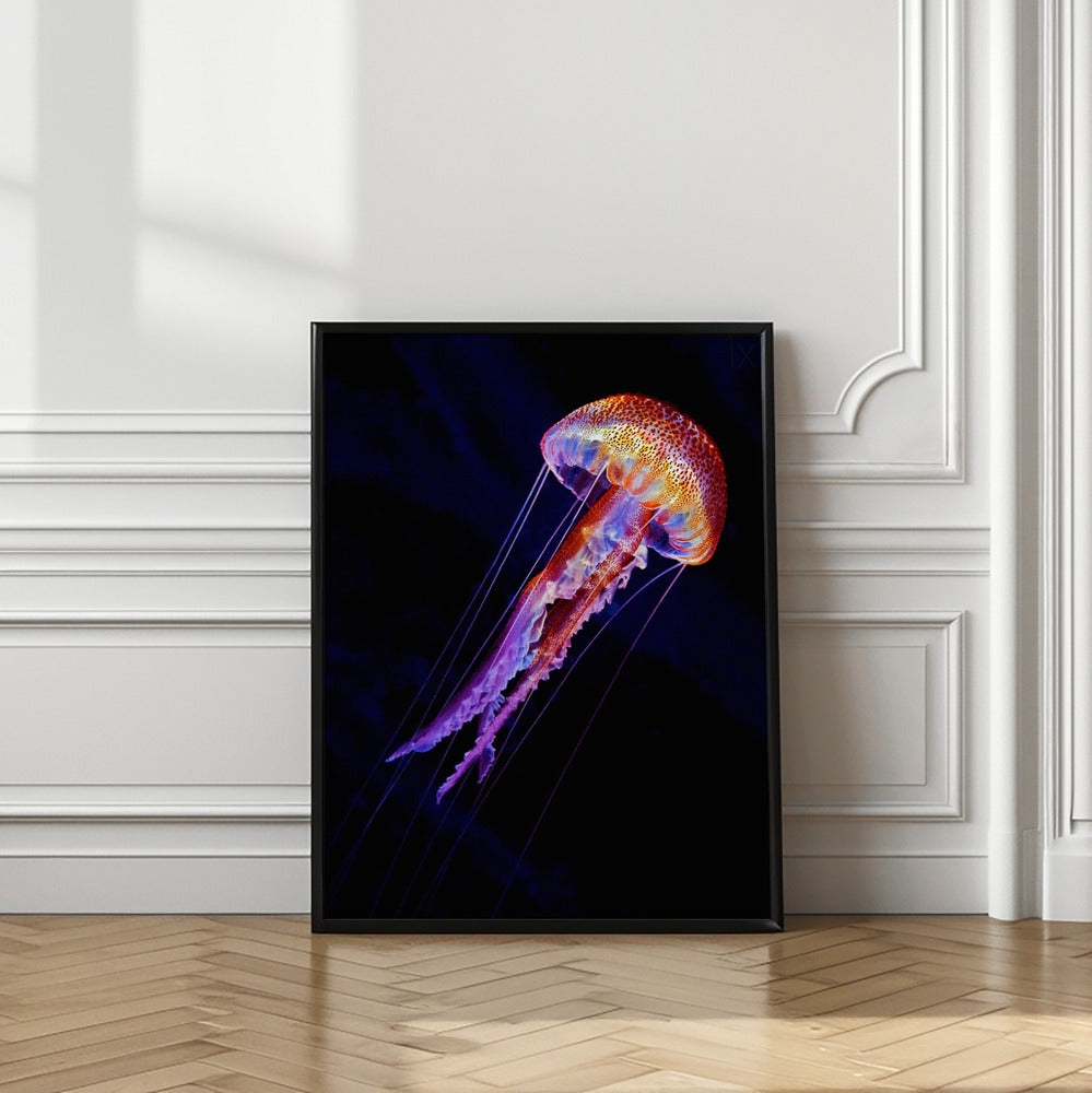Jellyen | Neon Jelly Fish Wall Art Print | Luxury Bathroom Print