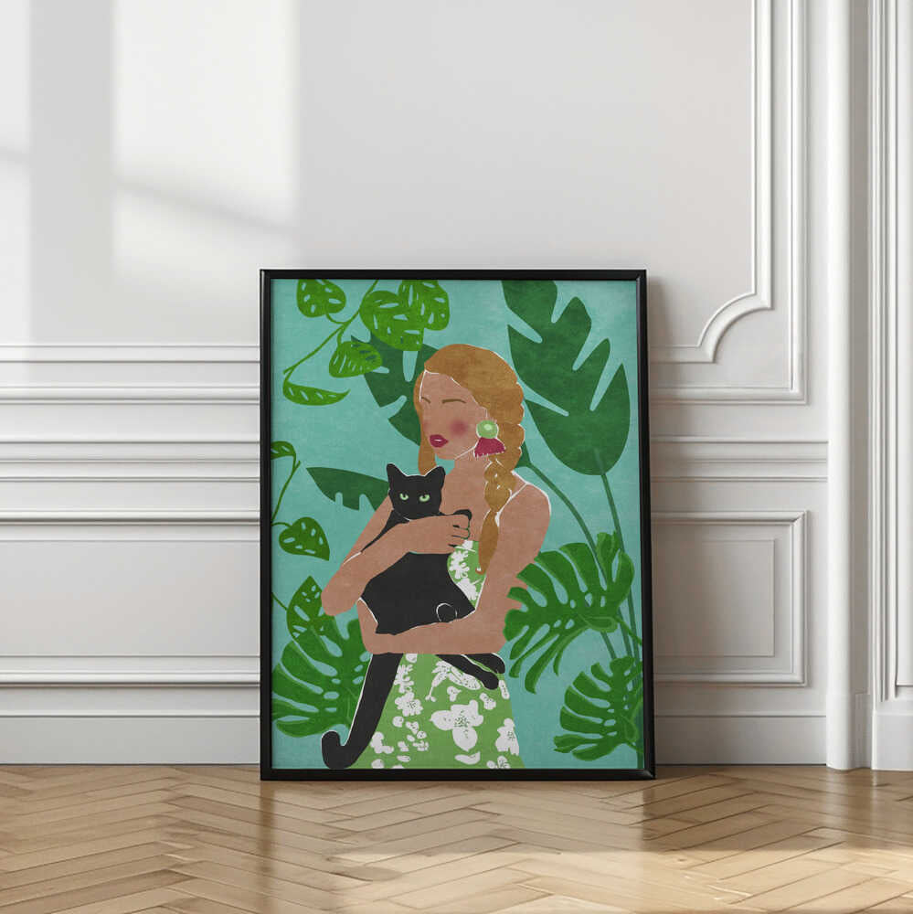 Tropical Woman and Cat