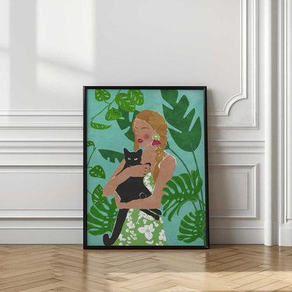Tropical Woman and Cat