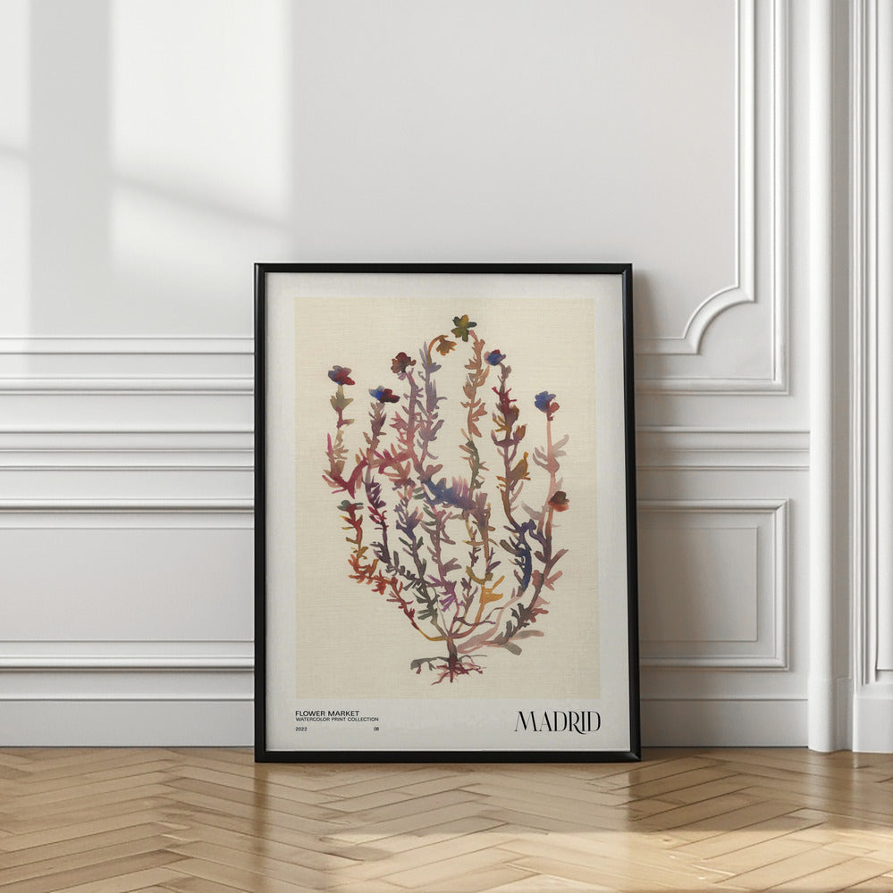 Watercolor print collection. Flower market - Madrid