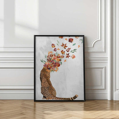 Cheetah Autumn Leaves Head