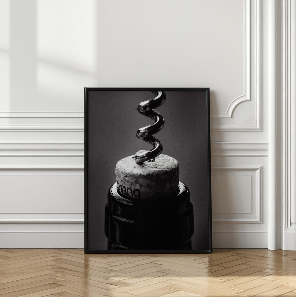 Wine 002 B&w | Cork screw wall art | kitchen wall art