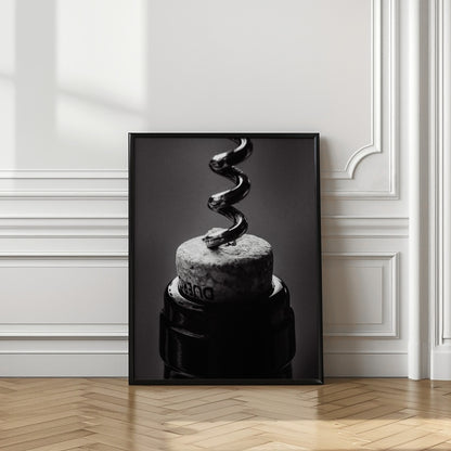 Wine 002 B&w | Cork screw wall art | kitchen wall art