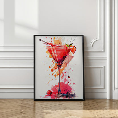 Cosmopolitan cocktail Watercolour Wall Art Print