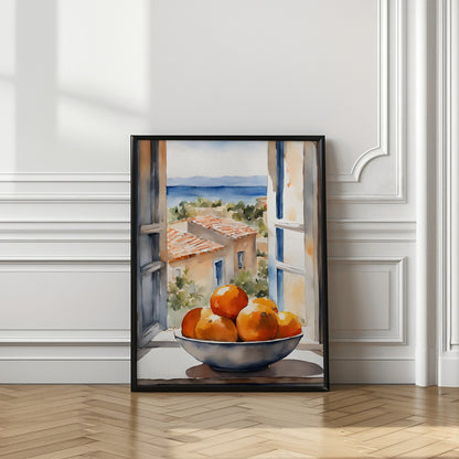 Orangenschale im Fenster