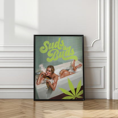 Suds Buds Sexy Girl Smoking Cannabis Joint In Bath