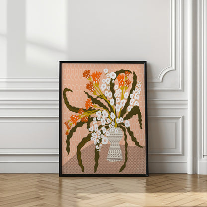 Floral contemporary still life peach fuzz