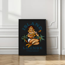 Load image into Gallery viewer, Island Lounge Tropical Pin Up Girl Playing Guitar
