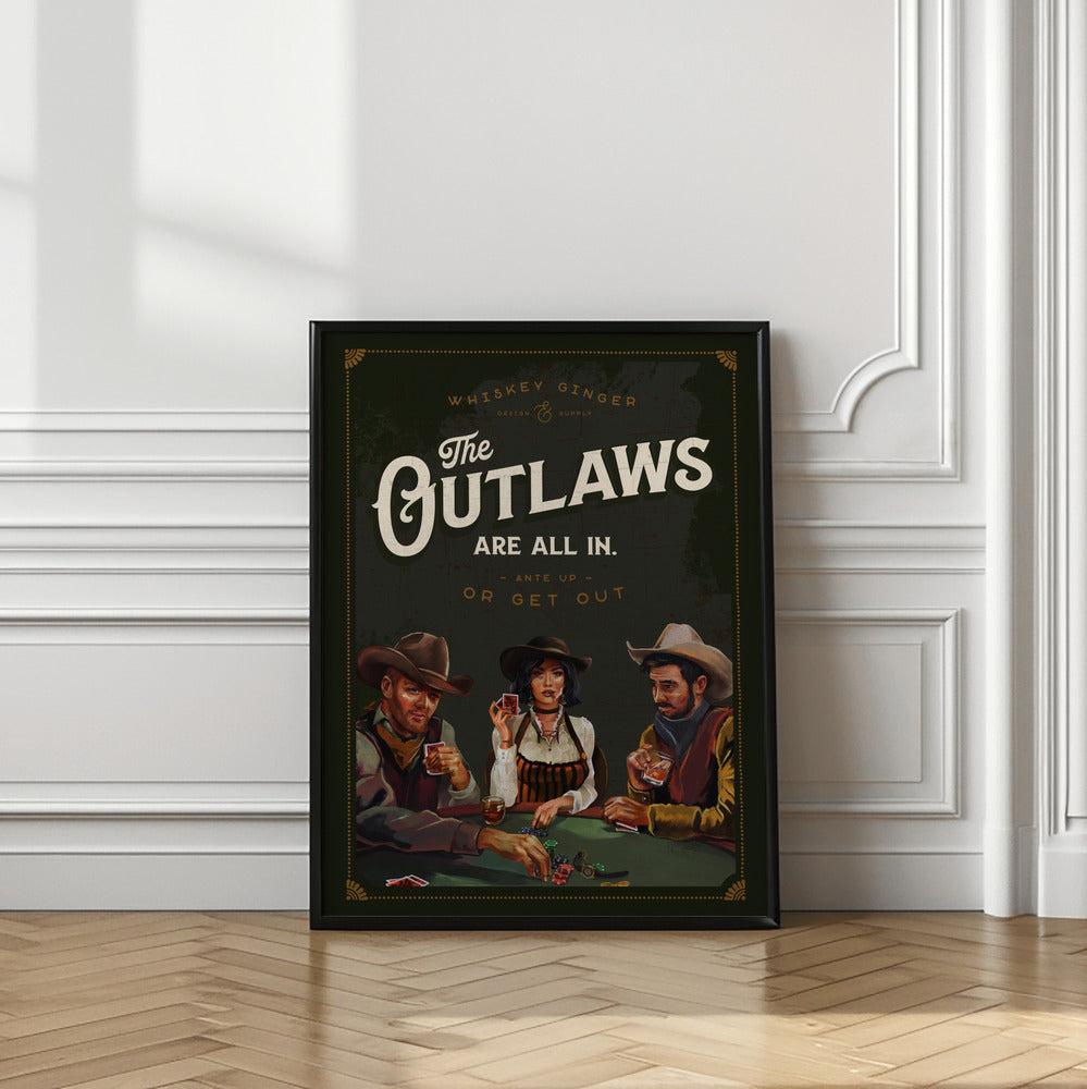 Outlaws Are All In Cool Cowboy Poker Art